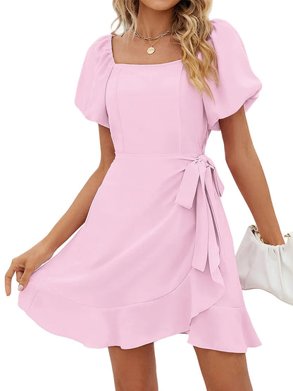 Pastel jurk met een luchtige pasvorm