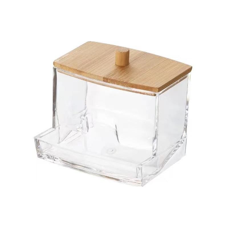     MOLOO-Acryl-Wattenstaafje-Bamboe-Badkamer-Organiser-Houder