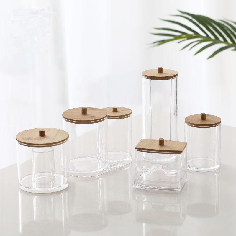     MOLOO-Acryl-Wattenstaafje-Bamboe-Badkamer-Organiser-Houder
