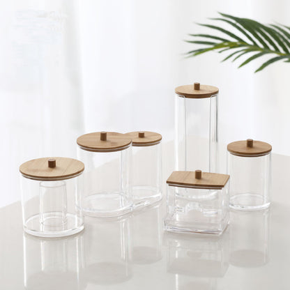     MOLOO-Acryl-Wattenstaafje-Bamboe-Badkamer-Organiser-Houder