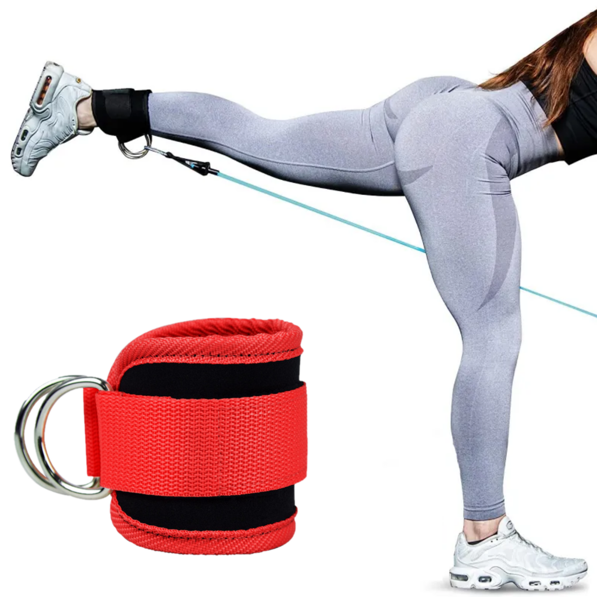 MOLOO-Ankle-Strap-Rood-Fitness-Enkel-strap-Enkelband-Kickbacks-Ankle-Cuff-Strap