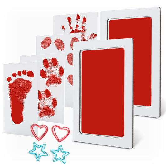 MOLOO-Baby-handafdruk-en-voetafdruk-Fotolijstje-Rood-Kraamcadeau