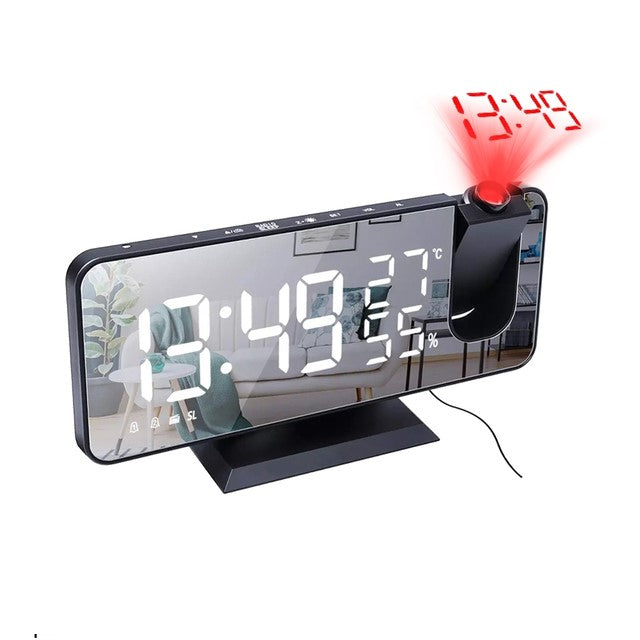 180° Draaibare Projectiewekkker Met Plafondprojectie – Digitale Klok Met LED, USB-voeding En Instelbare Helderheid