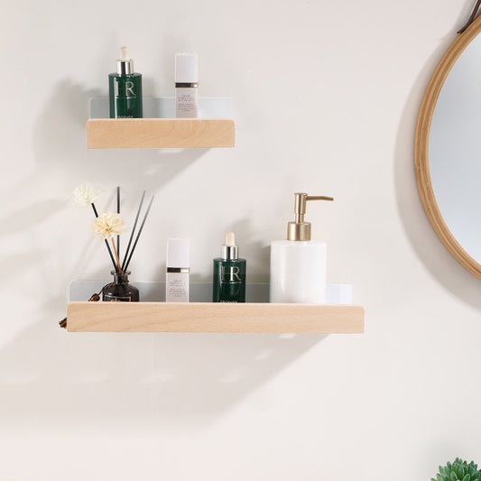 MOLOO-Doucherek-Hout-Zonder-Boren-40cm-Wit-Doucherekje-Wand