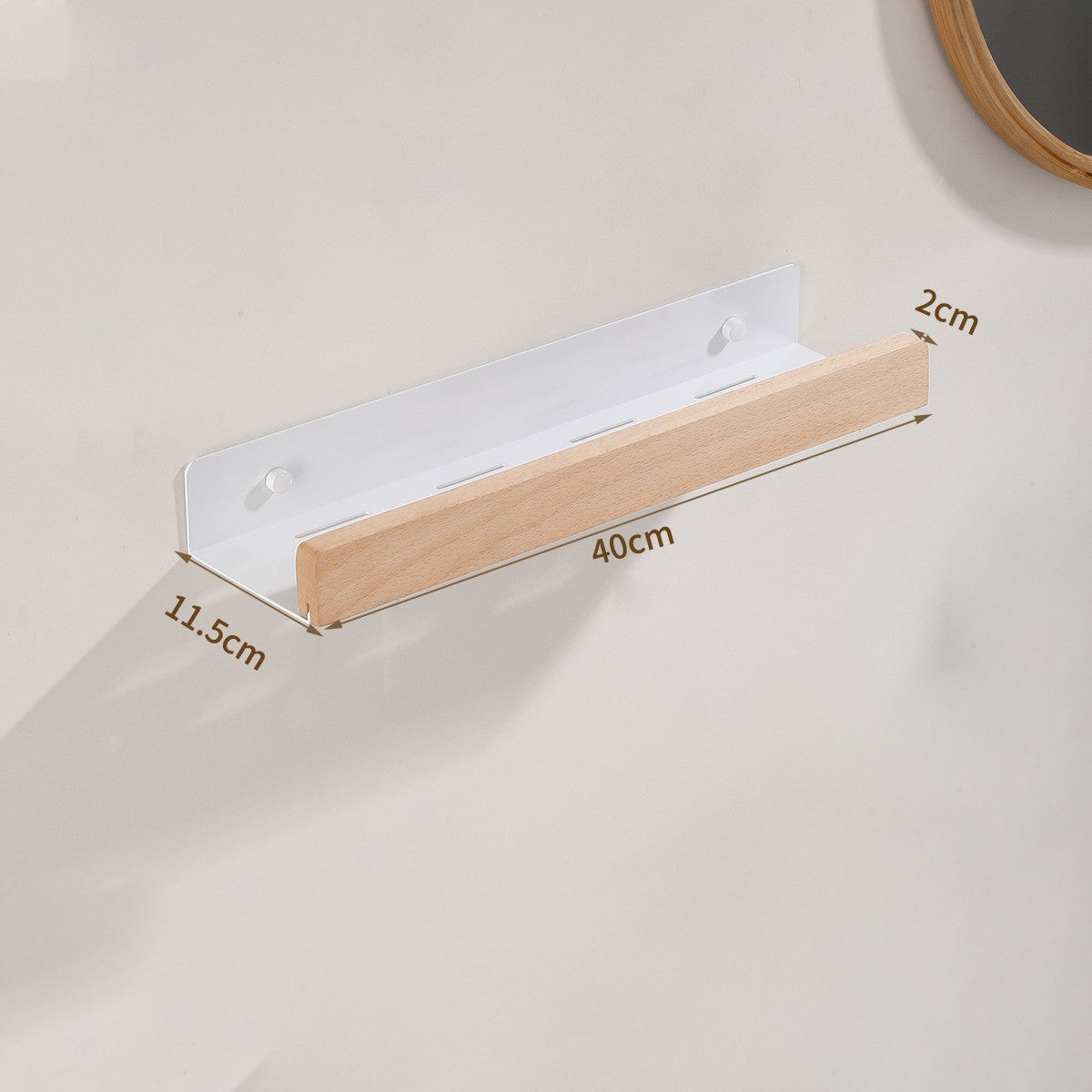 MOLOO-Doucherek-Hout-Zonder-Boren-40cm-Wit-Doucherekje-Wand