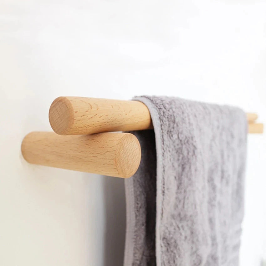 MOLOO-Handdoekrek-Hout-Handdoekhouder-Handdoekstang-45cm-Badkamer-Handdoekenrek