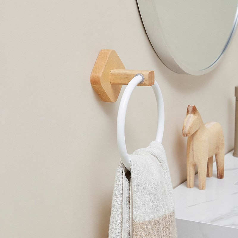 MOLOO-Handdoekring-Hout-Badkamer-Handdoekhouder-Handdoekrek-Luxe-Handdoek-Rek