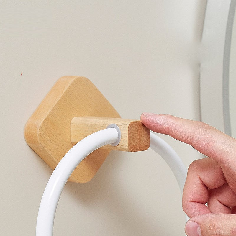 MOLOO-Handdoekring-Hout-Badkamer-Handdoekhouder-Handdoekrek-Luxe-Handdoek-Rek