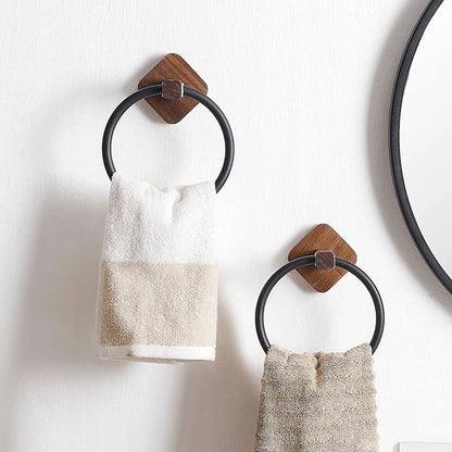    MOLOO-Handdoekring-Walnoothout-Badkamer-Handdoekhouder-Handdoekrek-Luxe-Handdoek-Rek