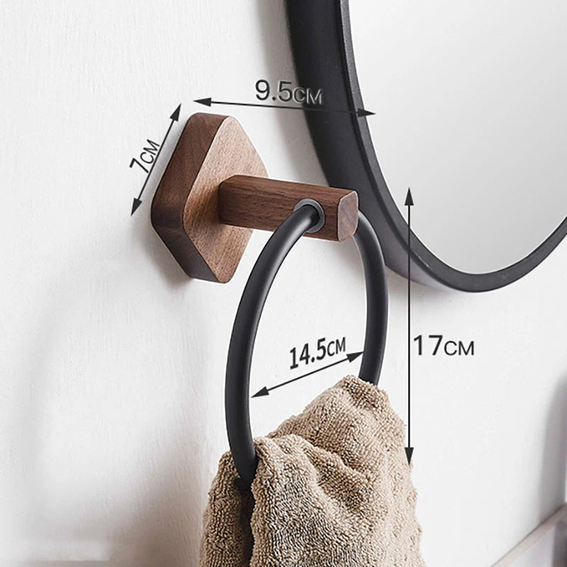    MOLOO-Handdoekring-Walnoothout-Badkamer-Handdoekhouder-Handdoekrek-Luxe-Handdoek-Rek