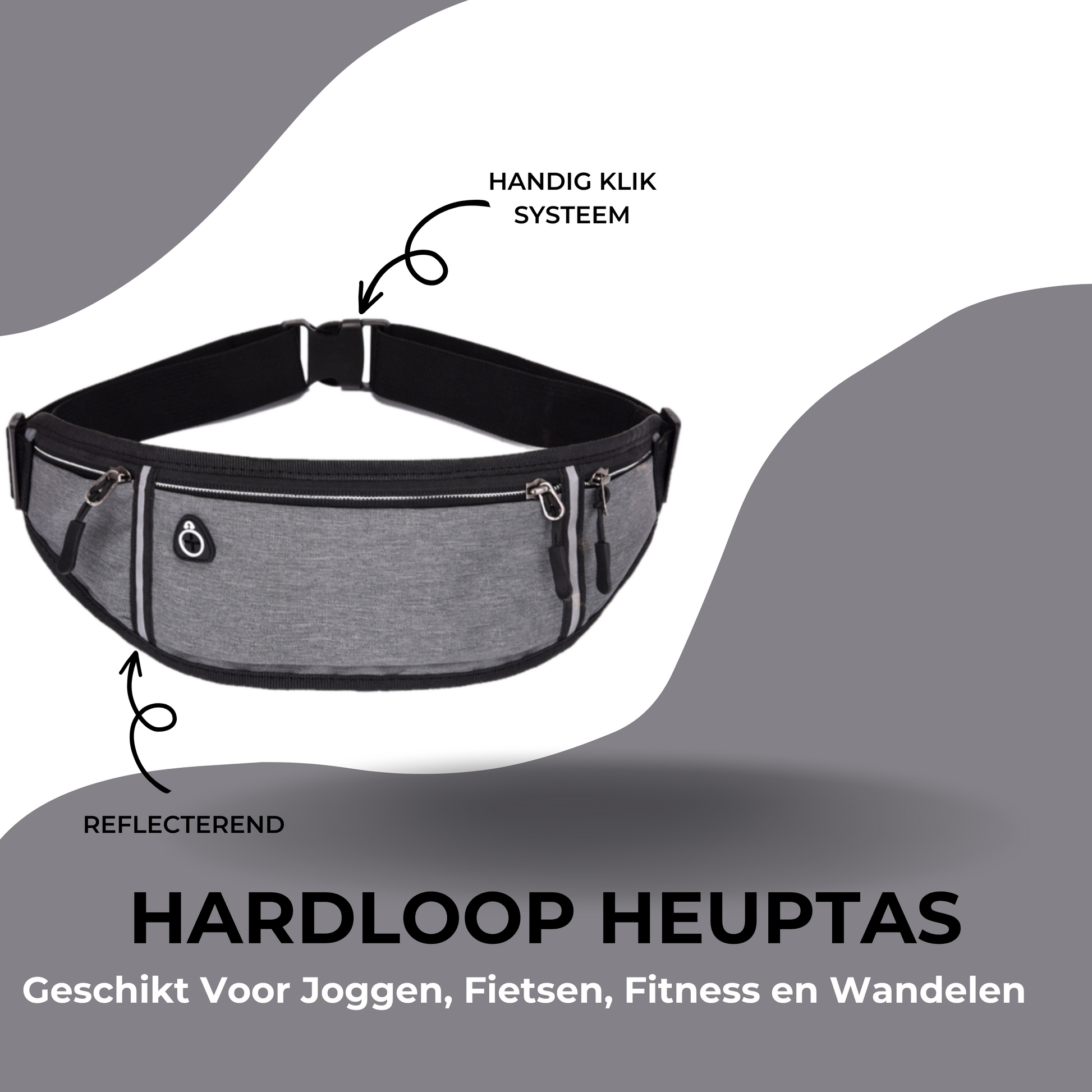 MOLOO-Hardloop-Heupband-Voor-Joggen-Grijs-Gym-Telefoonhouder-Sport-Heuptas