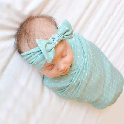 MOLOO-Inbakerdoek-met-Hoofdband-Groen-Wikkeldeken-Baby-Slaapdoek