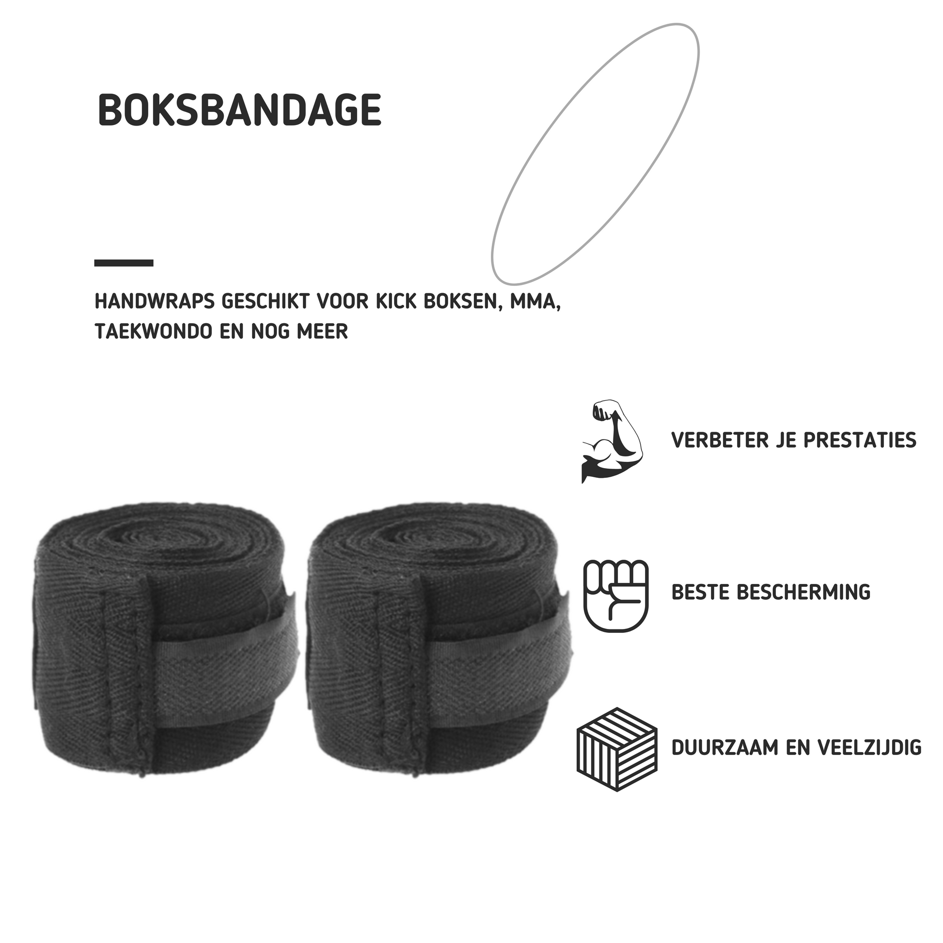 MOLOO-Kick-Boksen-Bandage-Zwart-MMA-Taekwondo-Hand-handschoenen-Wraps-Bokspads