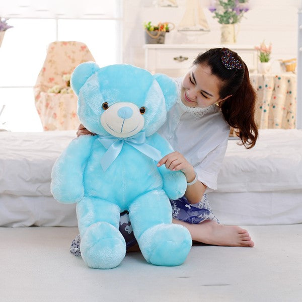 MOLOO-Lichtgevend-Knuffel-Blauw-LED-Knuffelbeer-32cm-Grote-Hart