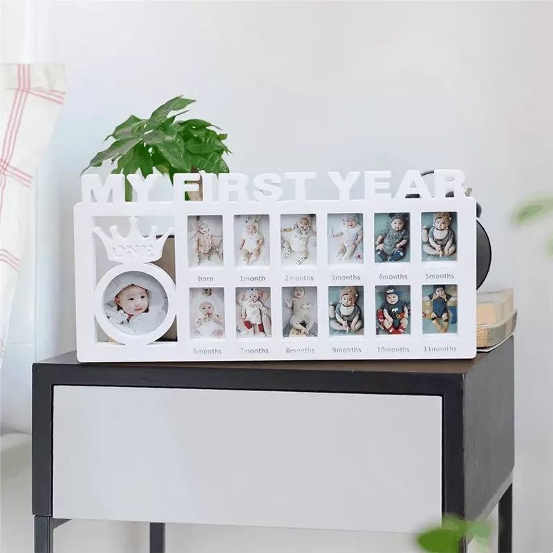 MOLOO-My-First-Year-Baby-Fotolijst-Kinderfotolijst-12-maanden-Wit-Babyshower-Kraamcadeau