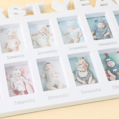 MOLOO-My-First-Year-Baby-Fotolijst-Kinderfotolijst-12-maanden-Wit-Babyshower-Kraamcadeau