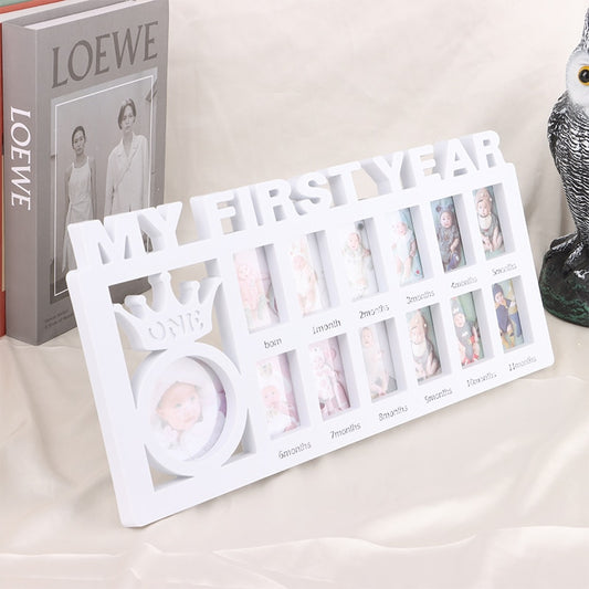 MOLOO-My-First-Year-Baby-Fotolijst-Kinderfotolijst-12-maanden-Wit-Babyshower-Kraamcadeau