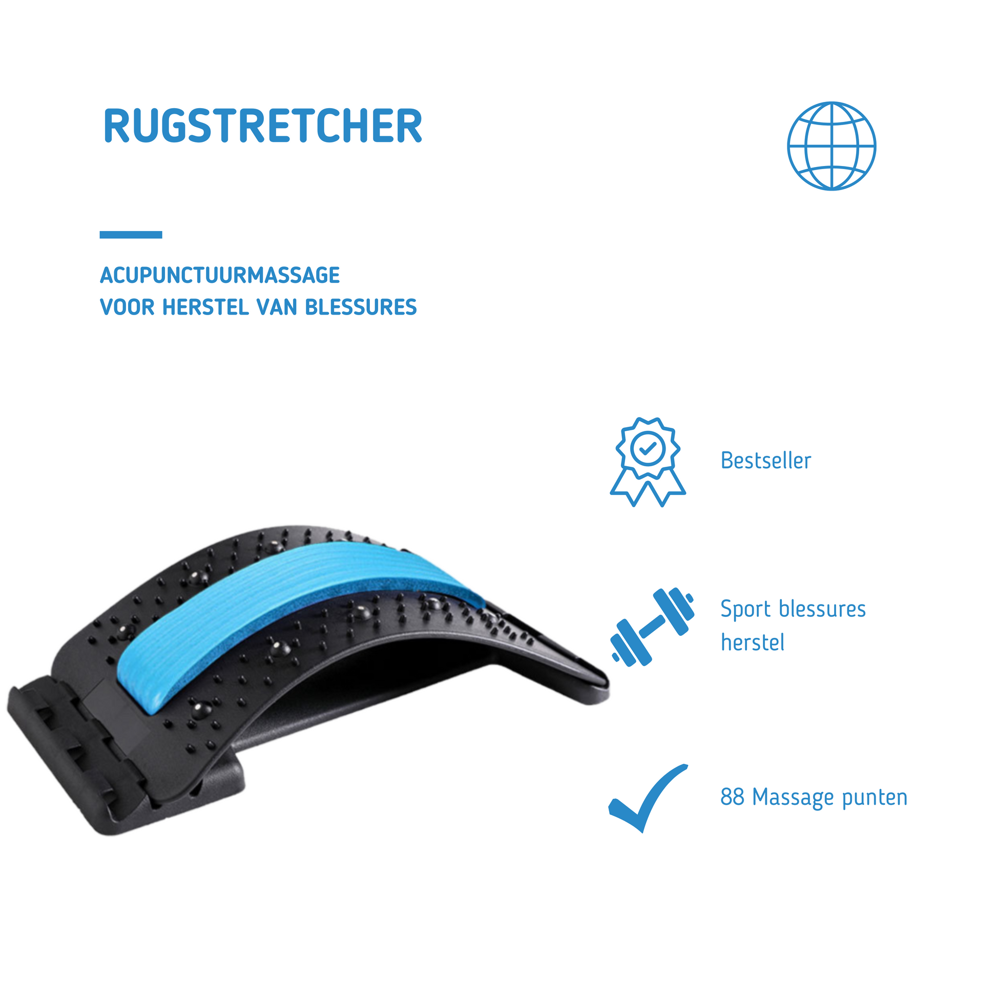 MOLOO-Rugstretcher-Blauw-Backstretcher-Rugmat-Accupuntuur