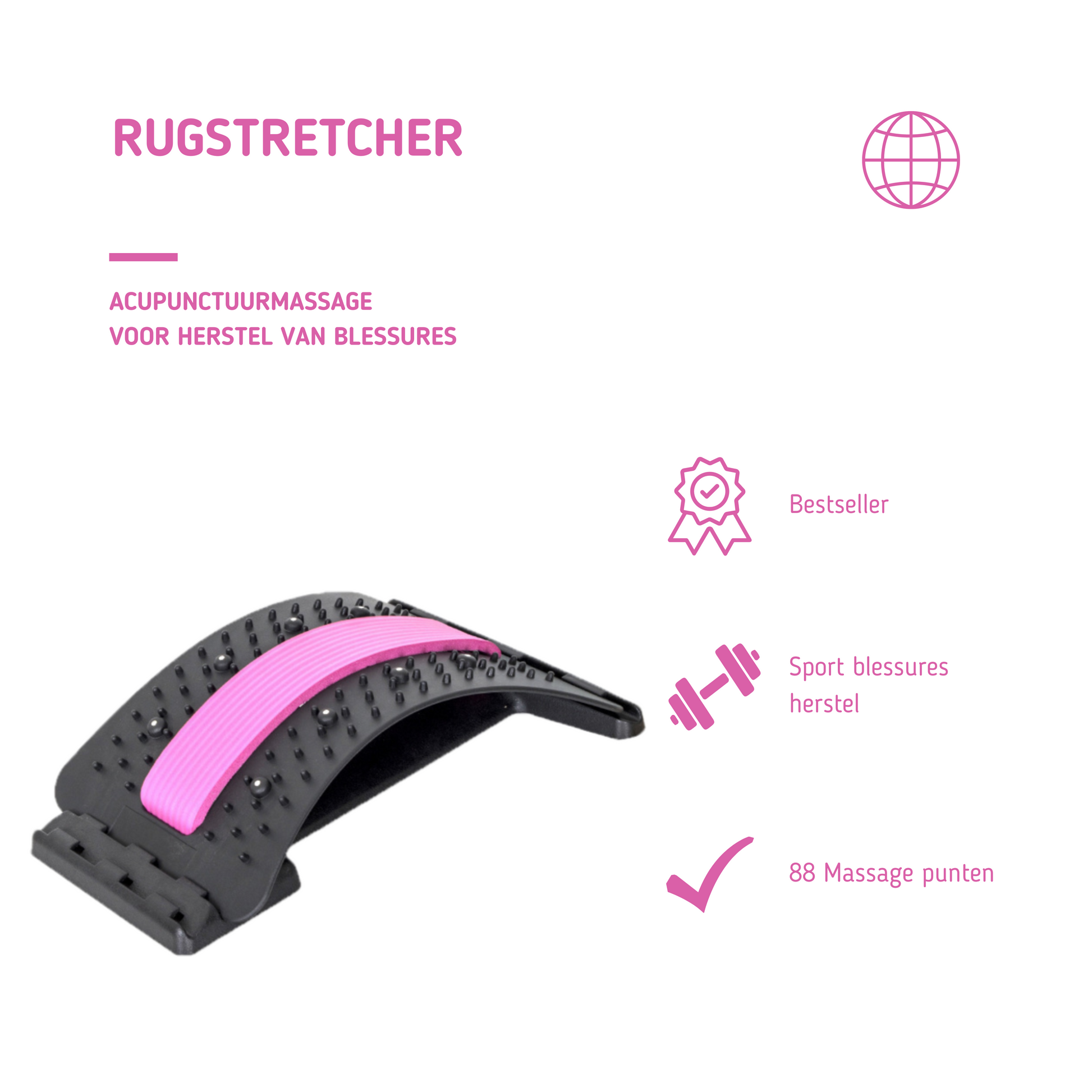 MOLOO-Rugstretcher-Roze-Backstretcher-Rugmat-Accupuntuur