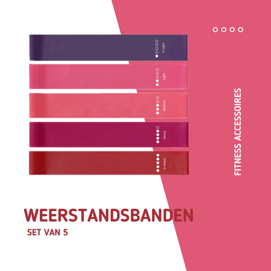 MOLOO-Weerstandsbanden-Rood-Resistance-Band-Set-van-5-Bootybands-Fitness-Elastiek