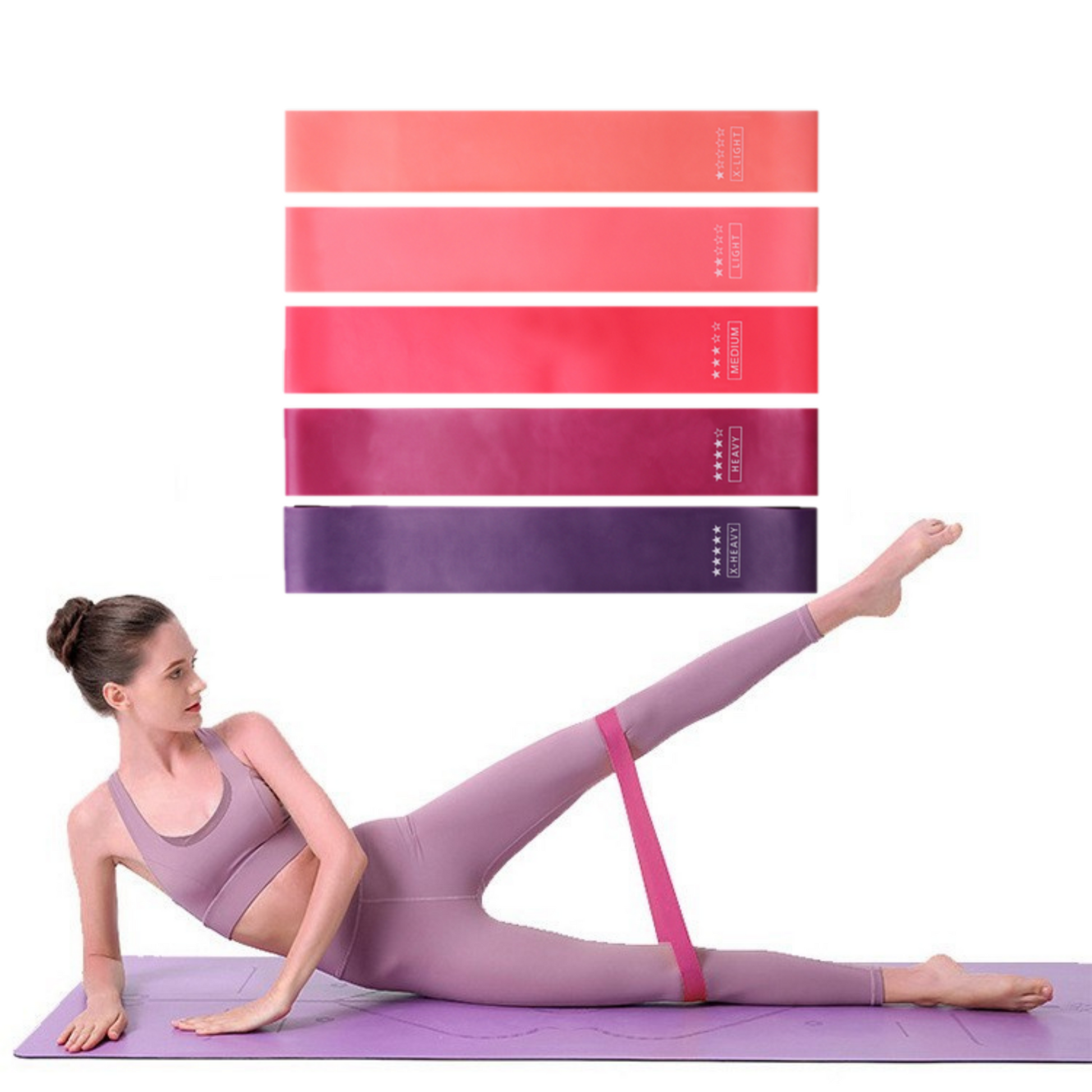MOLOO-Weerstandsbanden-Roze-Resistance-Band-Set-van-5-Bootybands-Fitness-Elastiek