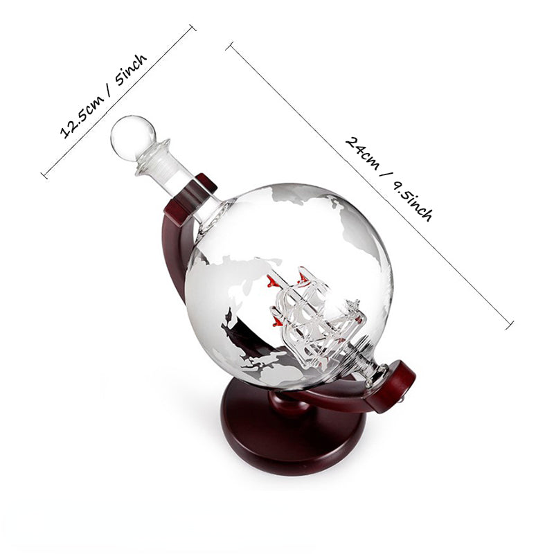 MOLOO-Whiskey-Set-Wereldbol-Globe-Decanter-Luxe-Karaf-2-Glazen-900-ML