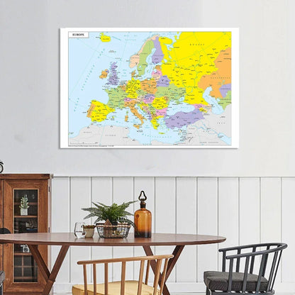 Wanddecoratie wereldkaart met houten werelddeelvormen