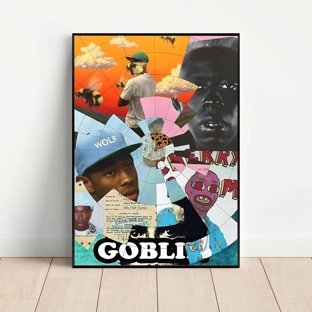 Wandposter met bloemen in vaas