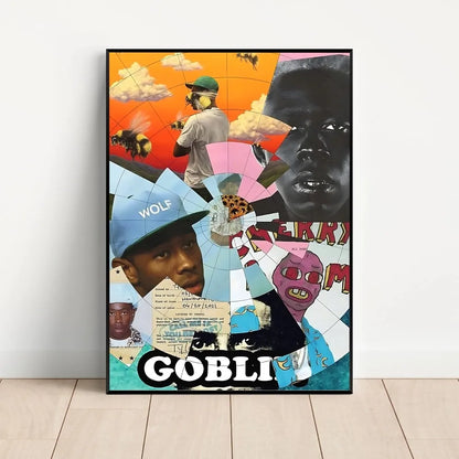 Wandposter met bloemen in vaas