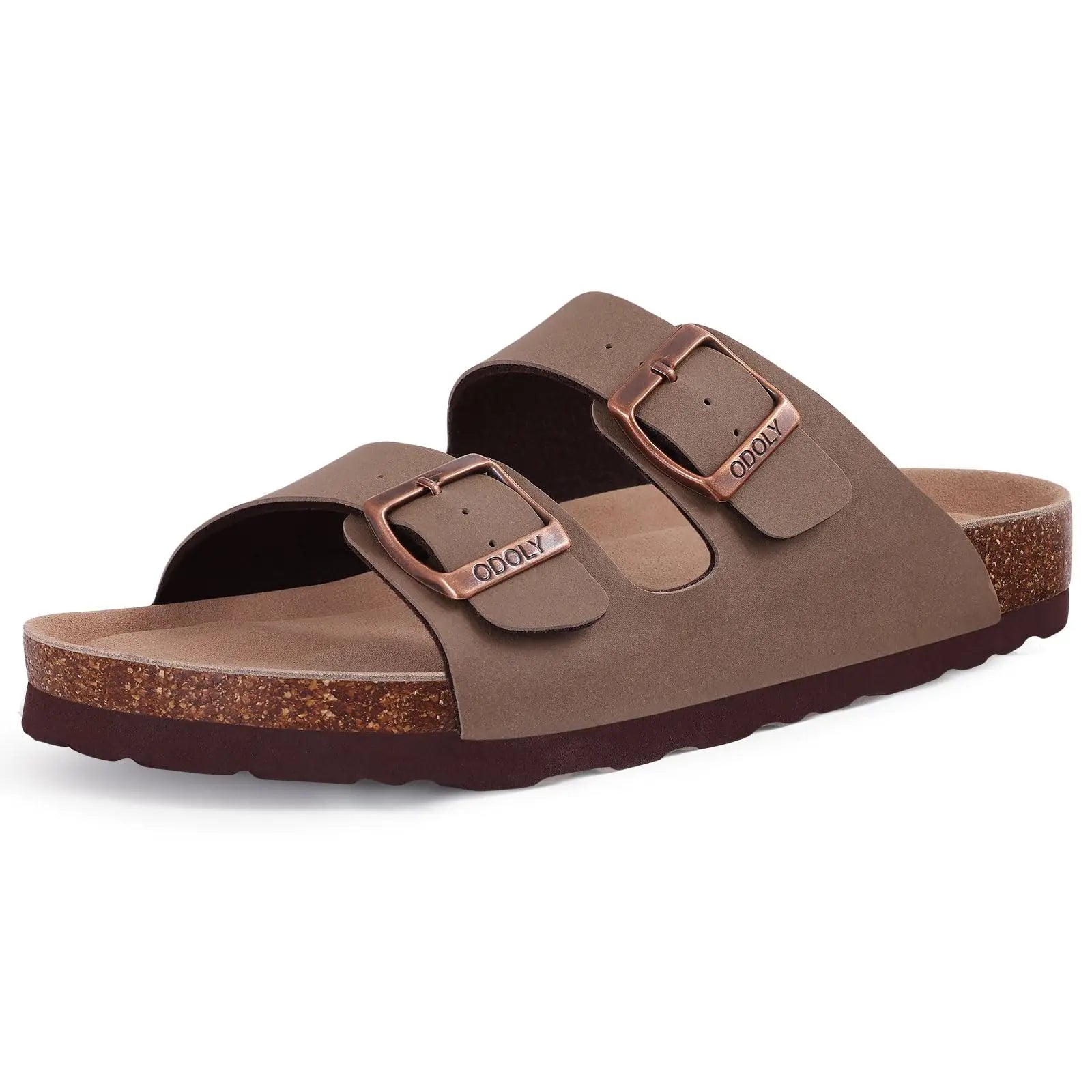 Heren slippers met leren voetbed
