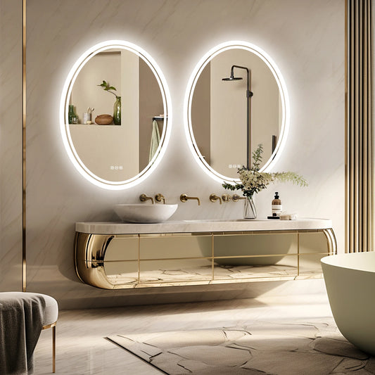 Verlichte spiegel met gouden rand – Modern en stijlvol