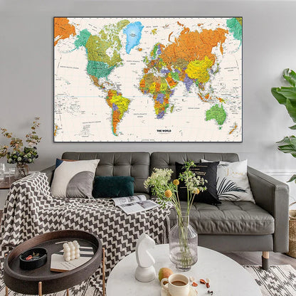 Moderne wereldkaart als wanddecoratie – Stijlvol voor elk interieur