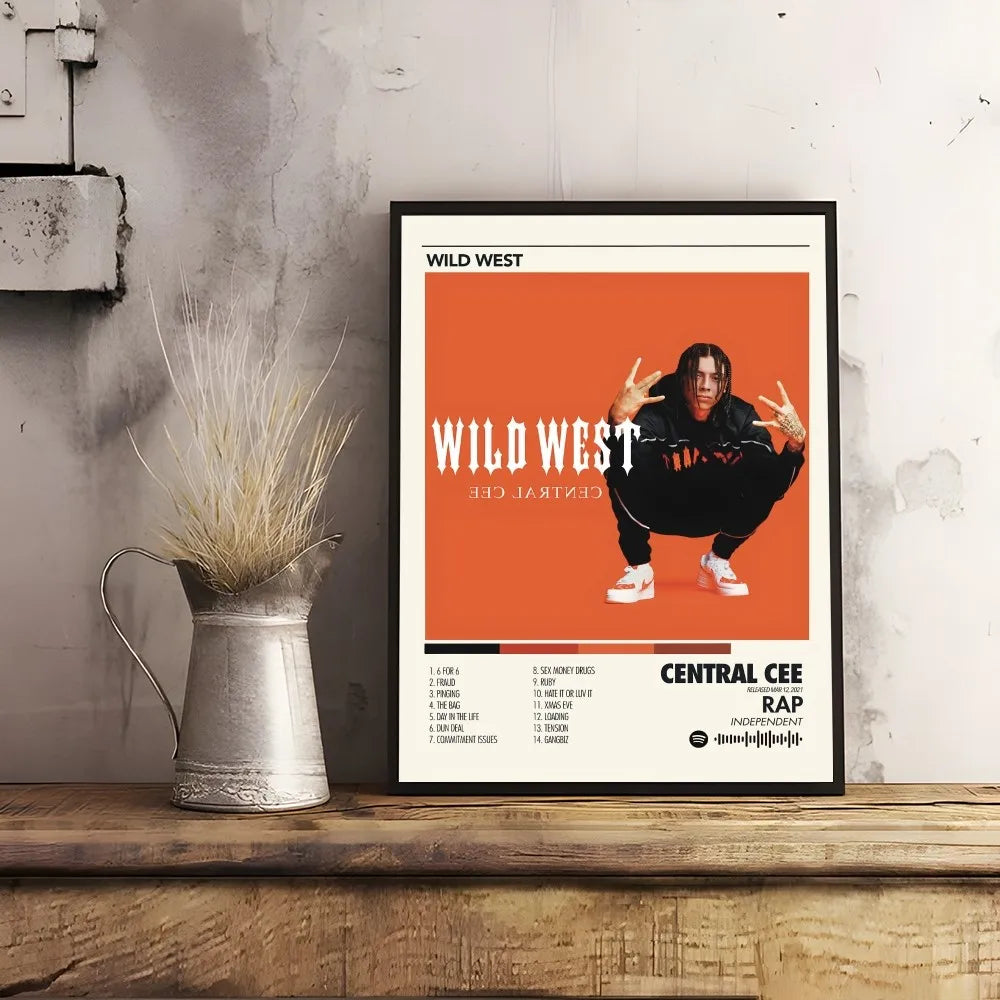 Abstracte poster met penseelstreken