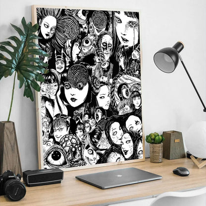 Poster met lijntekening van gezicht