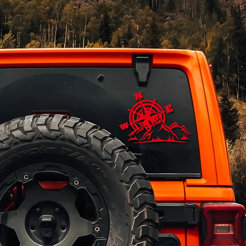 Auto stickers - Kompas en Bergen ontwerp voor avonturiers