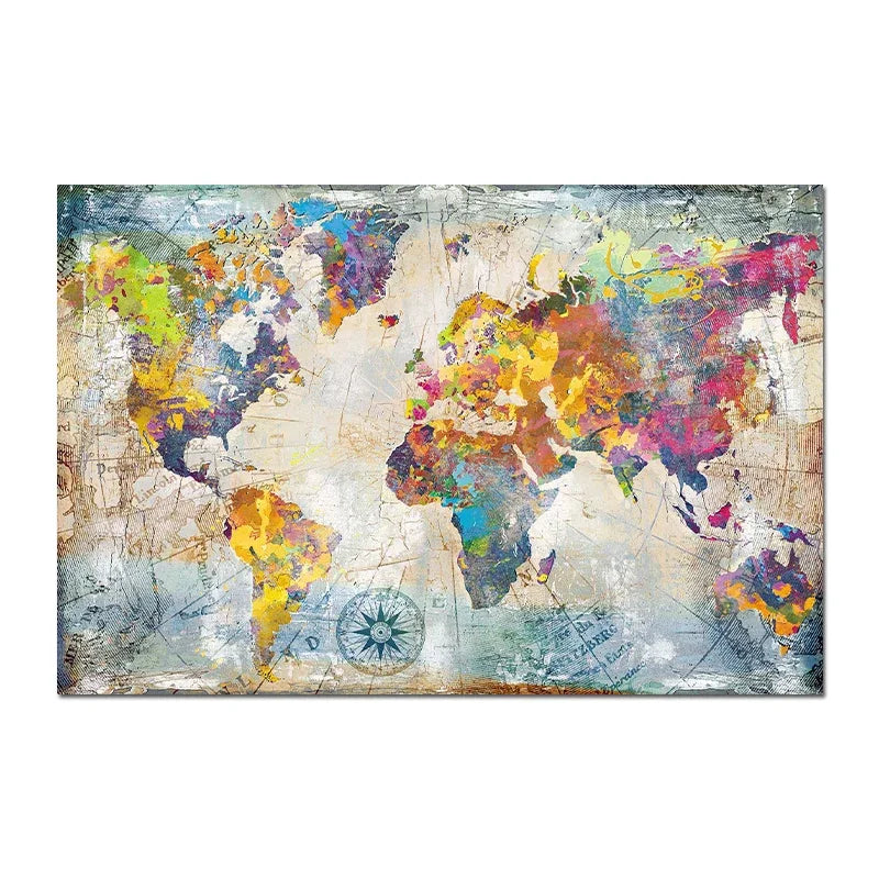 Wereldkaart met waterverfdesign – Creatief en uniek