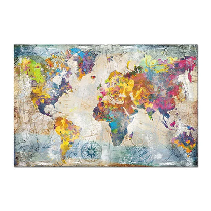 Wereldkaart met waterverfdesign – Creatief en uniek