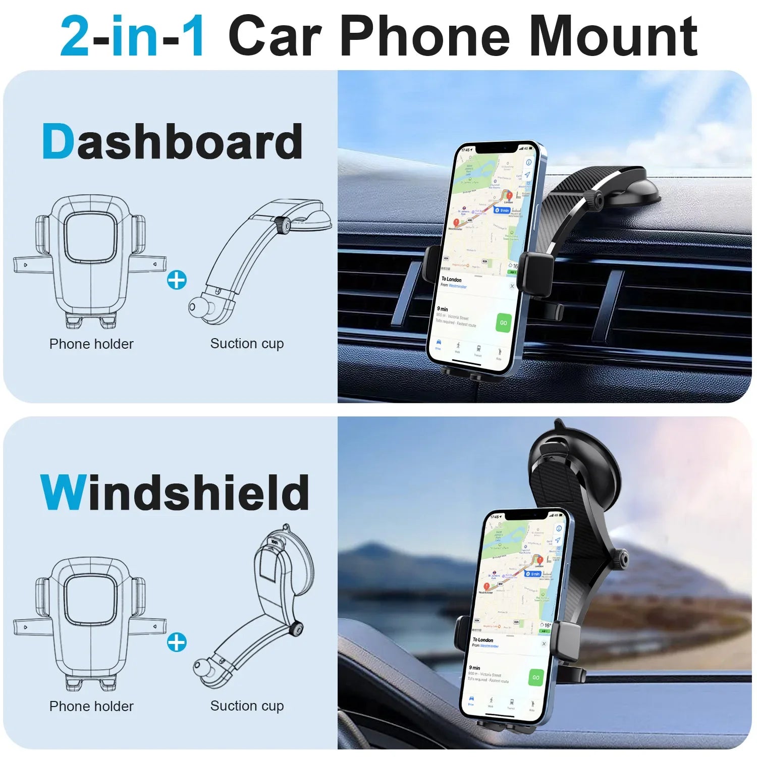 Auto telefoonhouder met compacte behuizing – Ideaal voor dagelijks gebruik