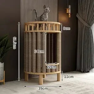 Luxe houten kattenpaal met pluche – Warmte en stijl
