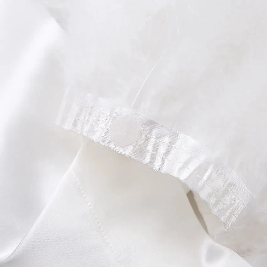 Ochtendjas voor dames met elegante pluimdetails - Perfect voor zomerse ochtenden