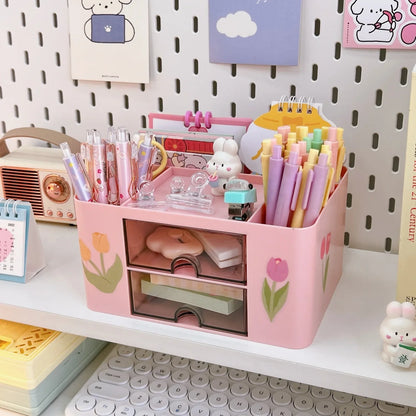 Praktische desk organization voor kleine bureaus