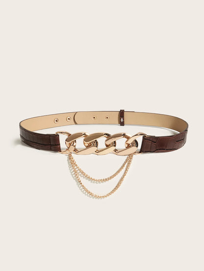 Vintage damesriem in cognacleer