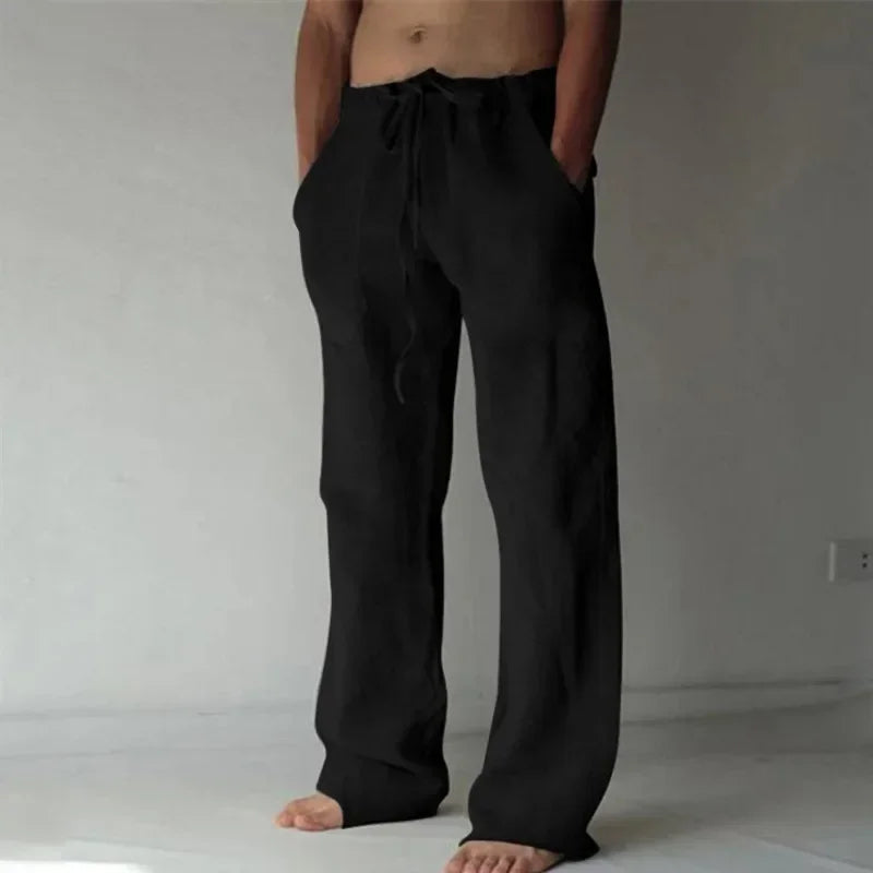 Linnen broek man met elastiek aan de enkel – Sportieve look
