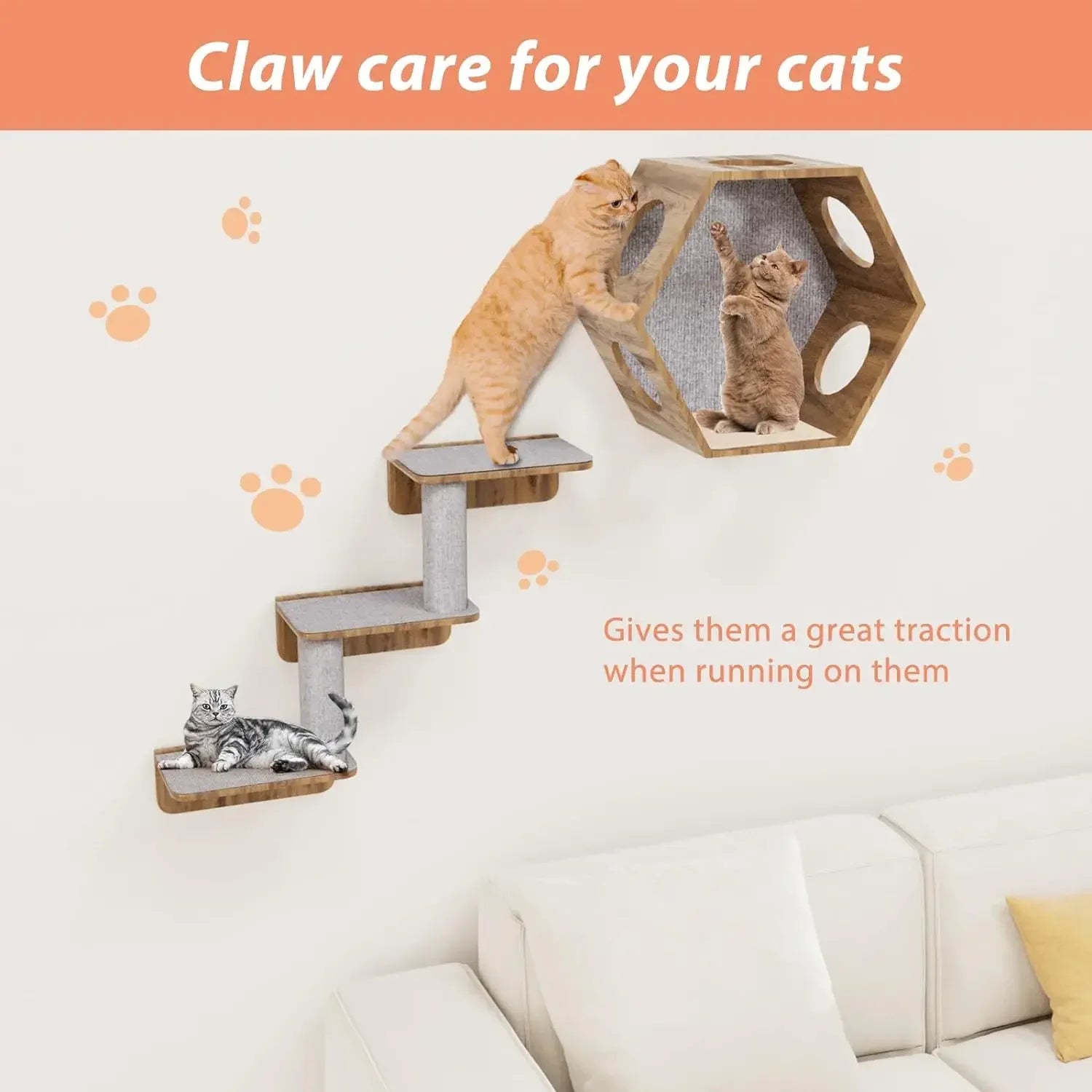 Kattenpaal met ingebouwde trapjes – Gemakkelijk klimmen