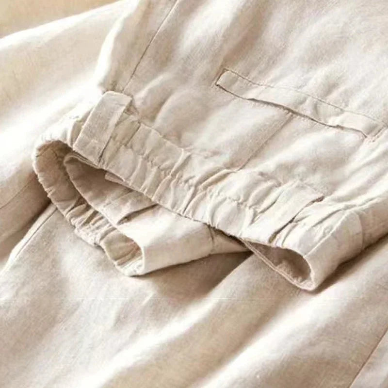 Linnen broek dames in zandkleur – Tijdloze klassieker