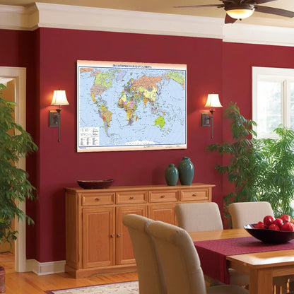 Wereldkaart wanddecoratie met glossy afwerking