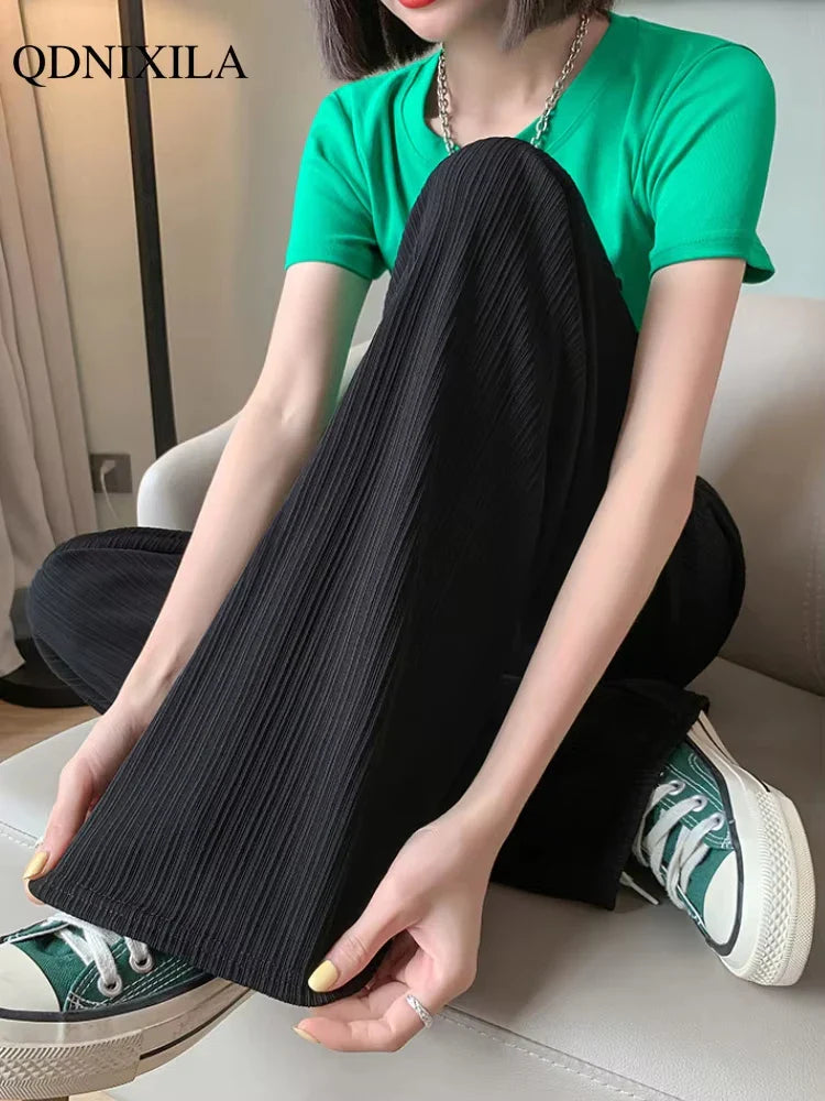 Linnen broeken dames met wijde pijpen – Relaxed fit