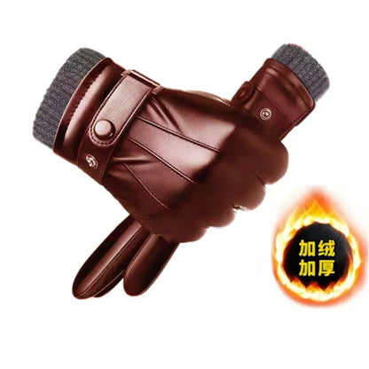 Leren handschoenen voor heren met stijlvol stiksel