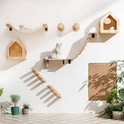 Houten krabpaal met ligplek – Natuurlijke luxe