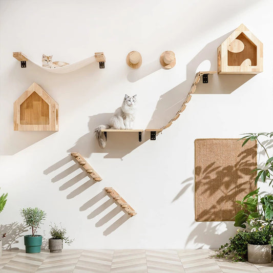 Houten krabpaal met ligplek – Natuurlijke luxe